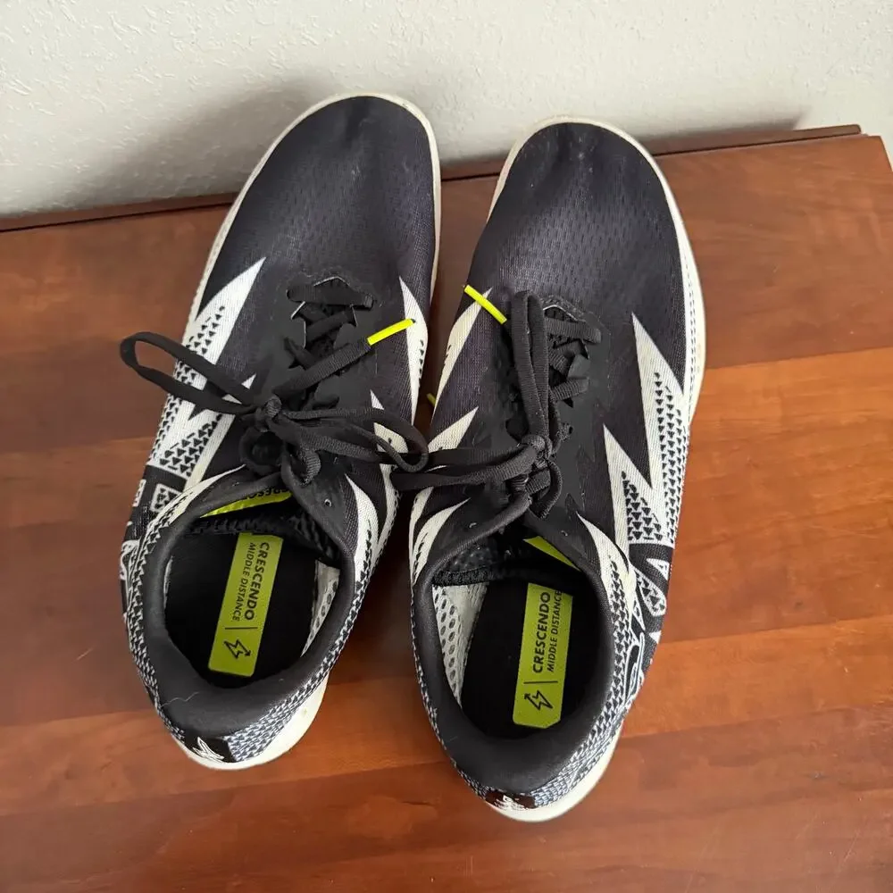 Hoka One One Crescendo MD Black White Athletic Sneaker w/ Spikes Womens 11